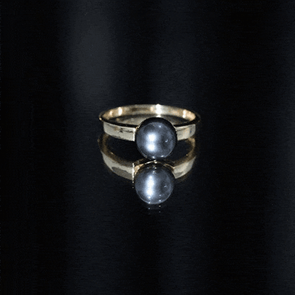 Handpicked Natural Black Pearl Solitaire Engagement Ring With Certificate