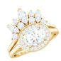 Designer Moissanite Oval Halo Wedding Ring Set with Certificate