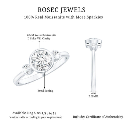 Bezel Set Moissanite Solitaire Engagement Ring