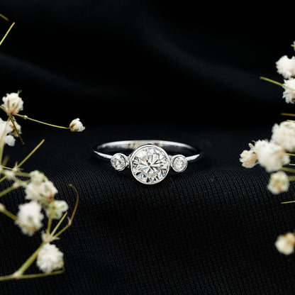 Bezel Set Moissanite Solitaire Engagement Ring