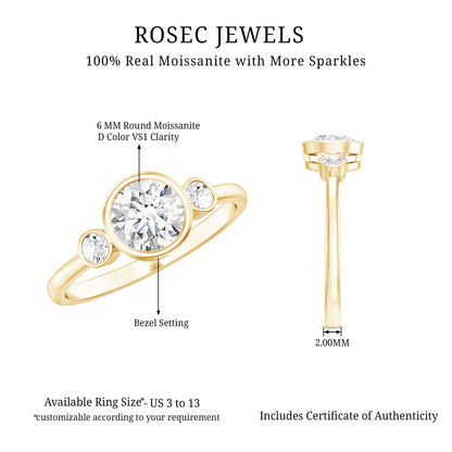 Bezel Set Moissanite Solitaire Engagement Ring