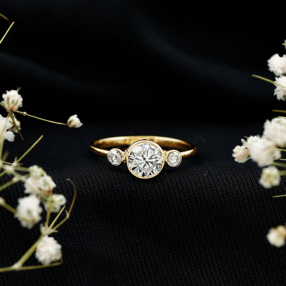 Bezel Set Moissanite Solitaire Engagement Ring