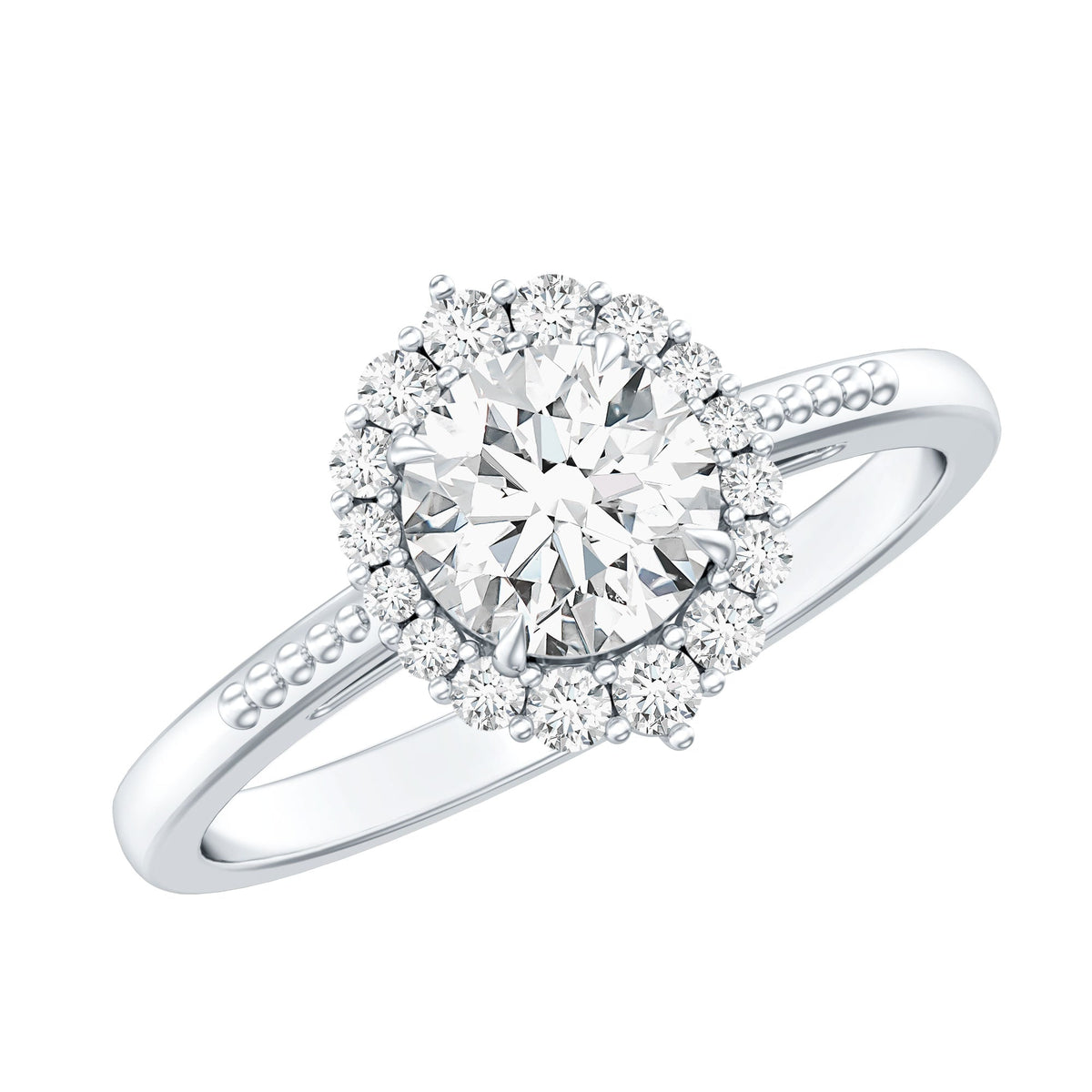 Certified Moissanite Halo Engagement Ring for Women