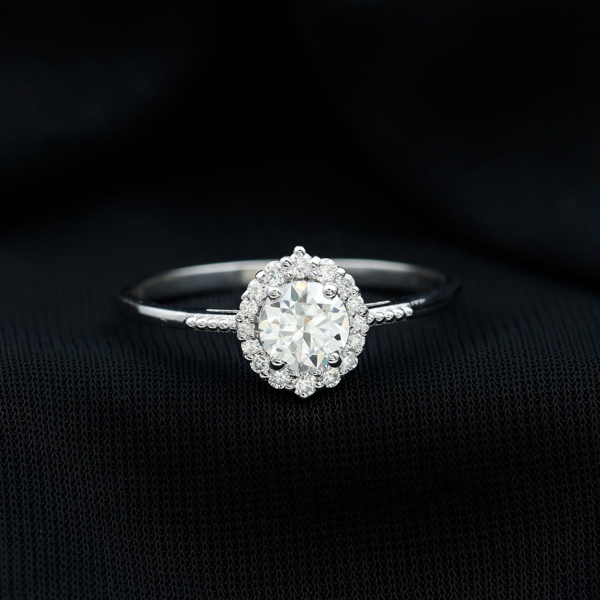 Certified Moissanite Halo Engagement Ring for Women