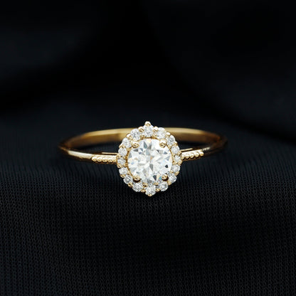 Certified Moissanite Halo Engagement Ring for Women