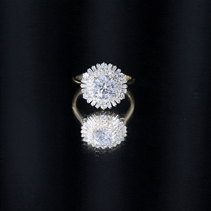Certified Moissanite Double Halo Engagement Ring for Women