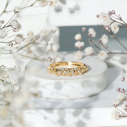 Womens Moissanite Filigree Eternity Band Ring