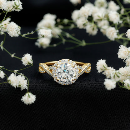 2 CT Moissanite Crossover Engagement Ring with Halo