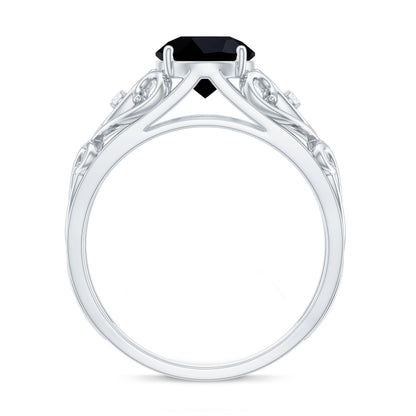 Vintage Inspired Black Onyx Filigree Engagement Ring