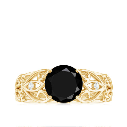 Vintage Inspired Black Onyx Filigree Engagement Ring