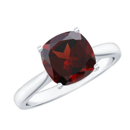 3.2 Carat Natural Garnet Cushion Cut Engagement Ring with Surprise Diamond