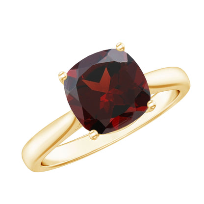 3.2 Carat Natural Garnet Cushion Cut Engagement Ring with Surprise Diamond