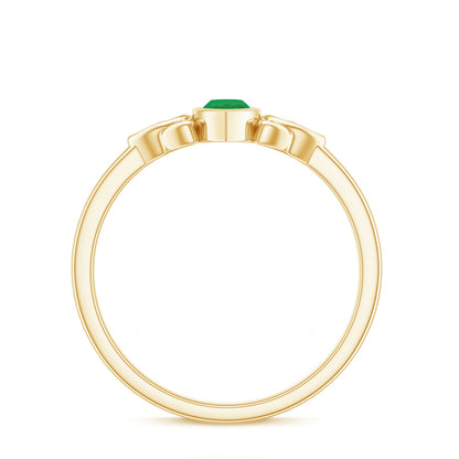 Marquise Cut Natural Emerald Celtic Engagement Ring in Bezel Setting