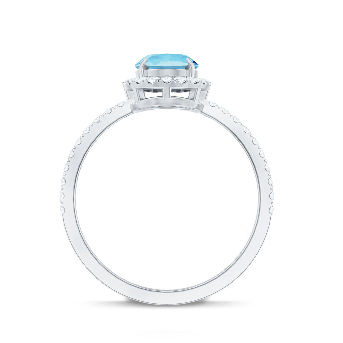 Classic Aquamarine Oval Engagement Ring with Diamond Halo