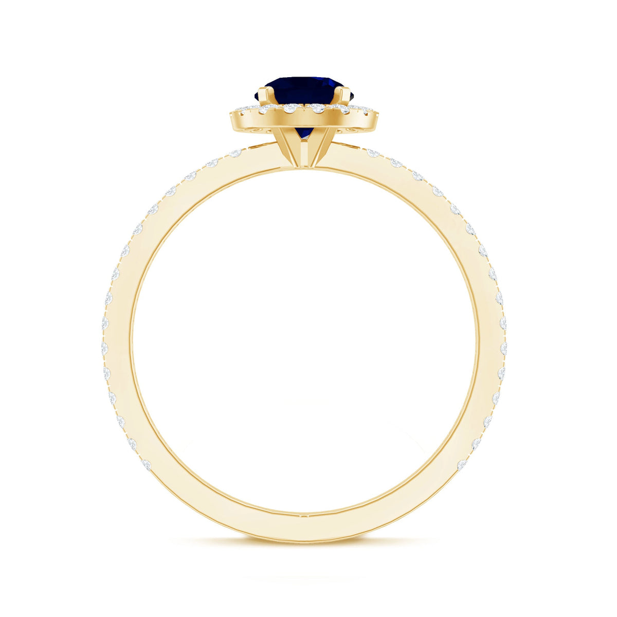 0.95 Carat Round Blue Sapphire and Diamond Halo Engagement Ring