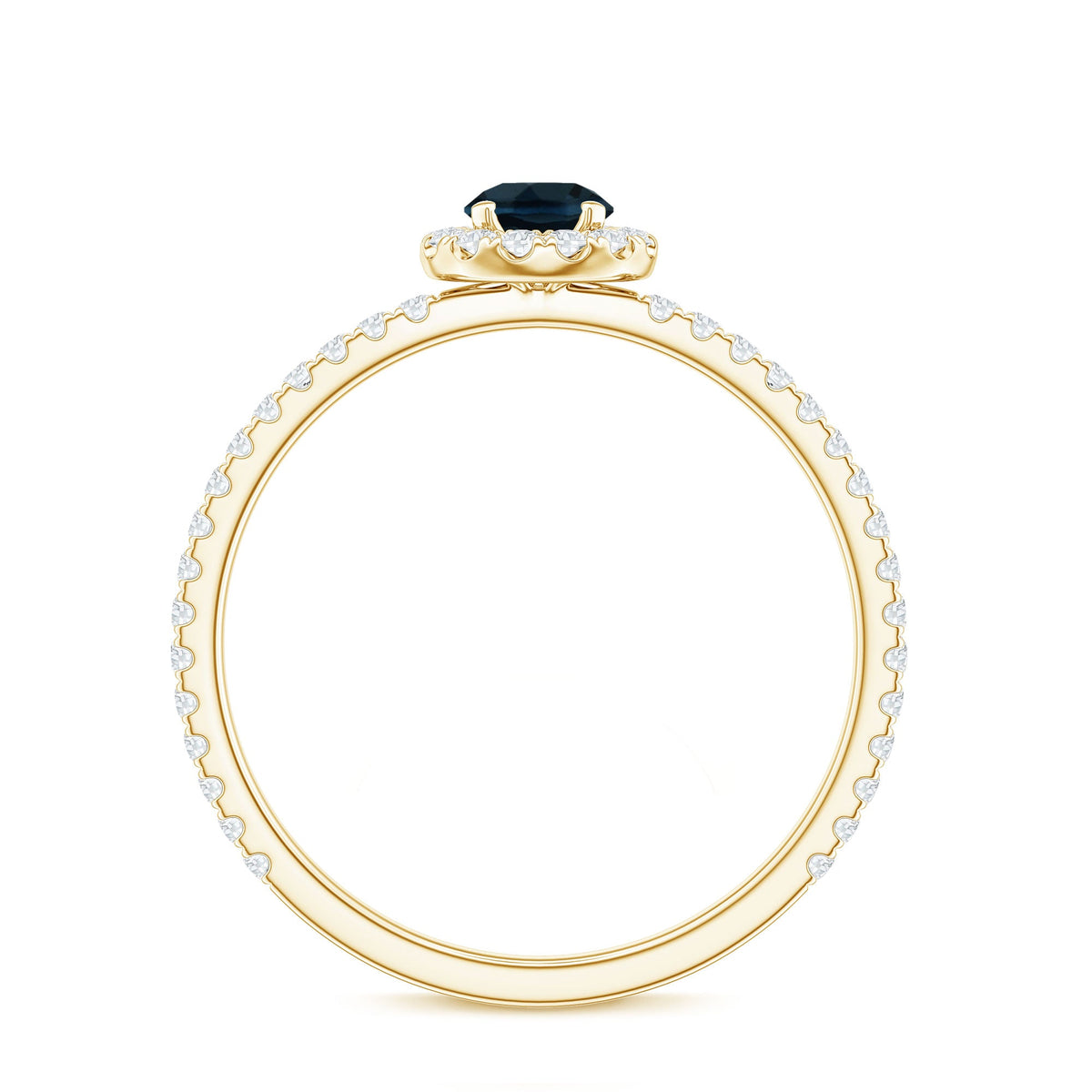 Round Shaped Blue Topaz and Diamond Minimal Engagement Ring
