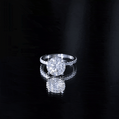 Certified Moissanite 10 MM Round Cut Engagement Ring