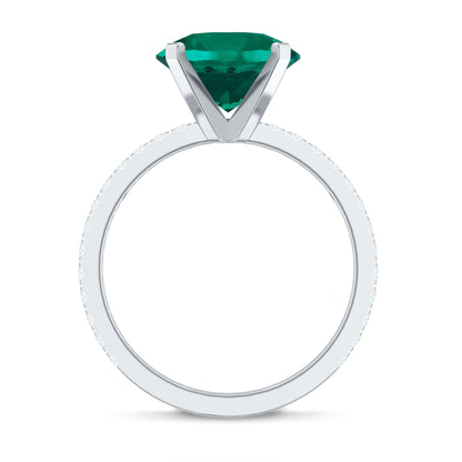 Certified 3.5 Carat Solitaire Lab Grown Emerald Engagement Ring with Diamond