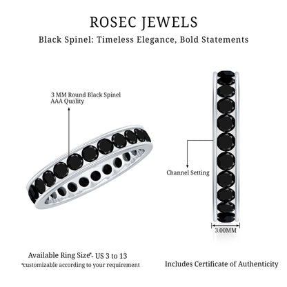 Channel Set Black Spinel Eternity Ring