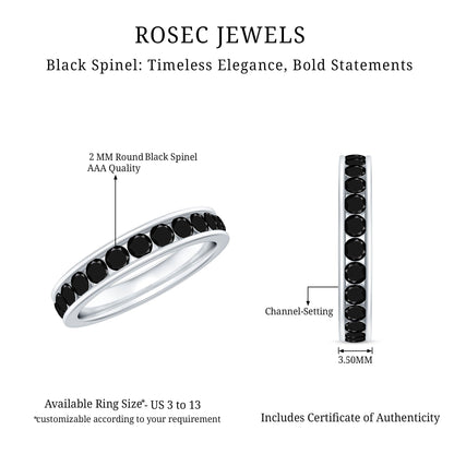 Natural Channel Set Black Spinel Eternity Ring for Anniversary