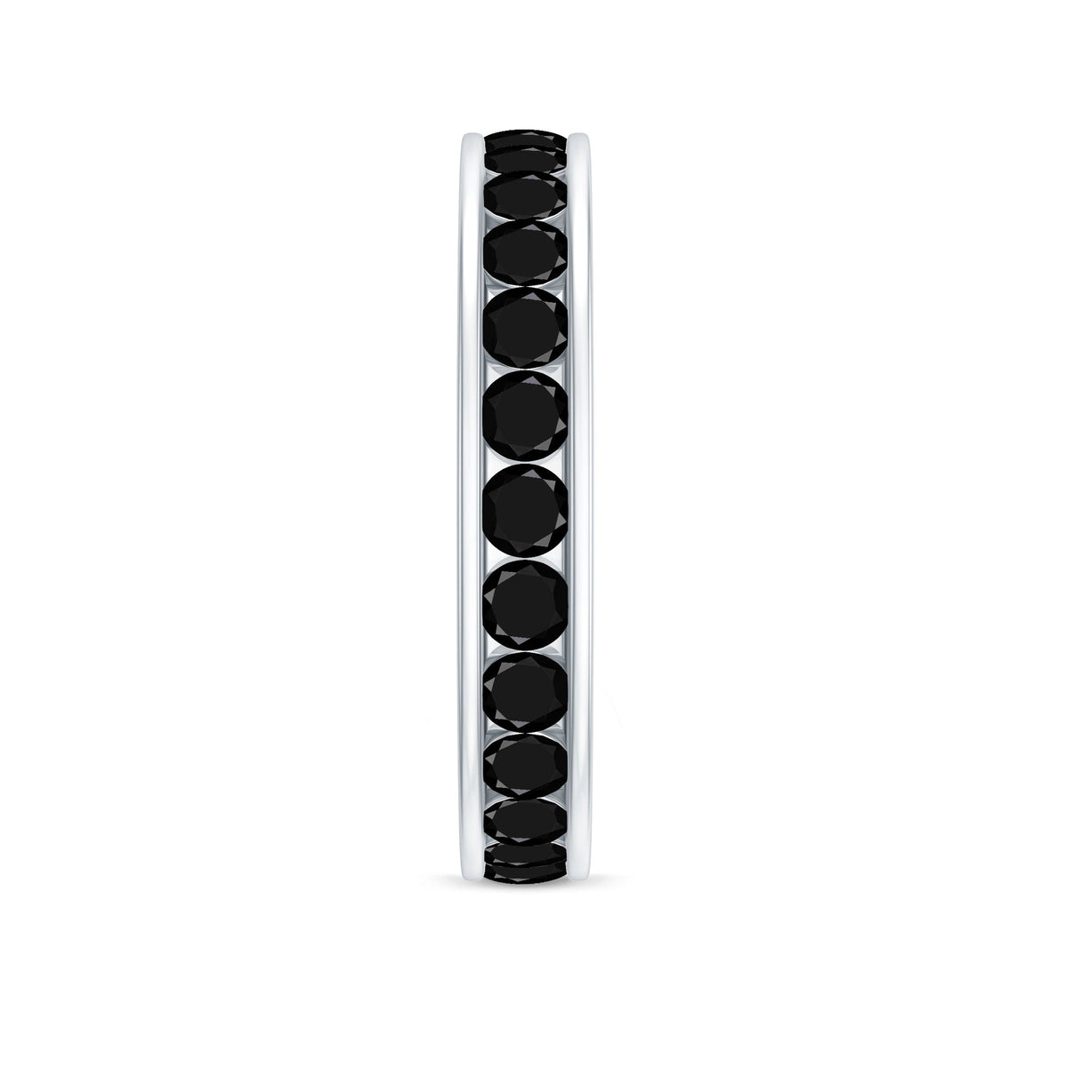 Natural Channel Set Black Spinel Eternity Ring for Anniversary