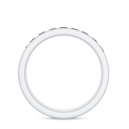 Natural Channel Set Black Spinel Eternity Ring for Anniversary