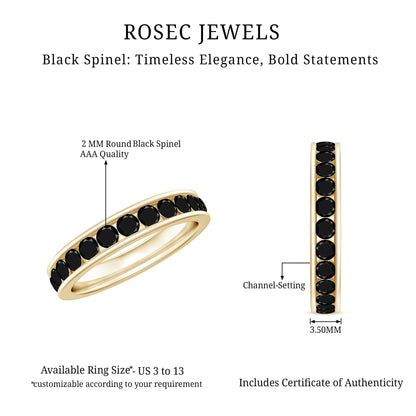 Natural Channel Set Black Spinel Eternity Ring for Anniversary