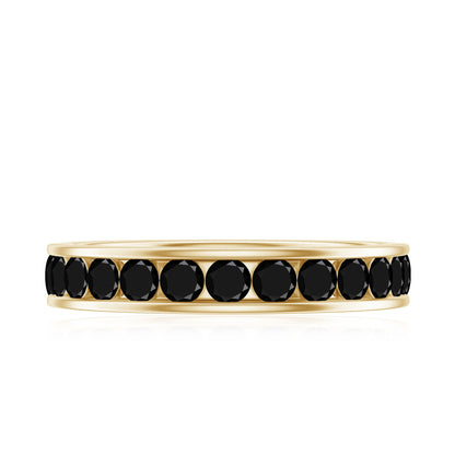 Natural Channel Set Black Spinel Eternity Ring for Anniversary