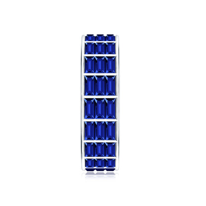 Channel Set Lab Grown Blue Sapphire Wide Eternity Band Ring
