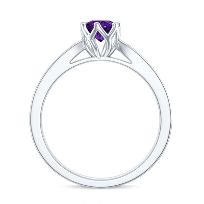 Minimal Amethyst Engagement Ring with Diamond