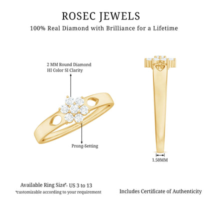 Nature Inspired Diamond Flower Promise Ring for Proposal