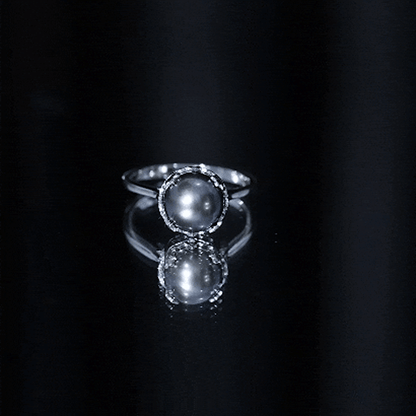 Handpicked Genuine Black Tahitian Pearl Engagement Ring