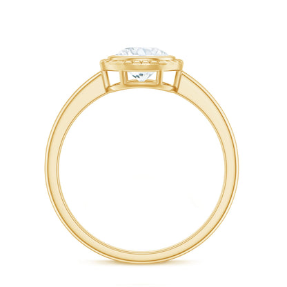 0.9 Carat Round Moissanite Solitaire Engagement Ring in Bezel Setting