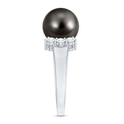 8 Carat Real Tahitian Black Pearl Solitaire Engagement Ring