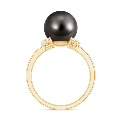 8 Carat Real Tahitian Black Pearl Solitaire Engagement Ring