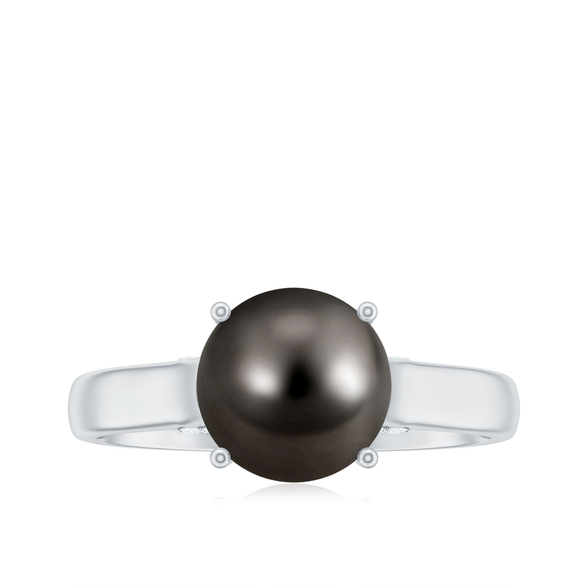 7.5 CT Classic Tahitian Pearl Solitaire Ring with Surprise Diamond