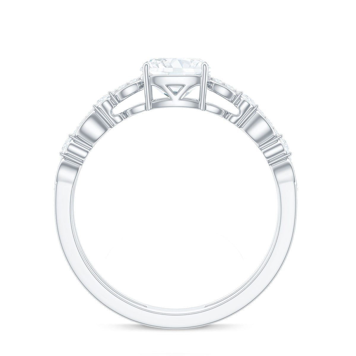1.7 Carat Cushion Cut Moissanite Solitaire Double Band Engagement Ring