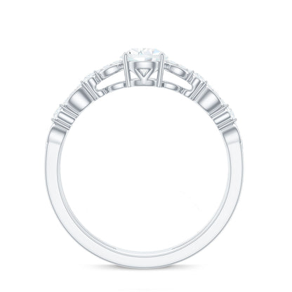 Pear Shaped Moissanite Double Band Engagement Ring