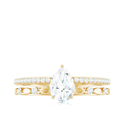 Pear Shaped Moissanite Double Band Engagement Ring