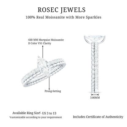 Marquise Cut Moissanite Solitaire Engagement Ring
