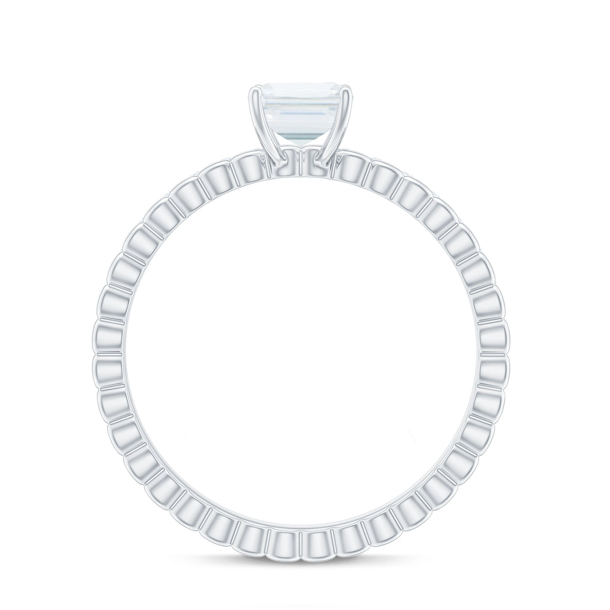 Certified 1.8 Carat Emerald Cut Moissanite Solitaire Engagement Ring