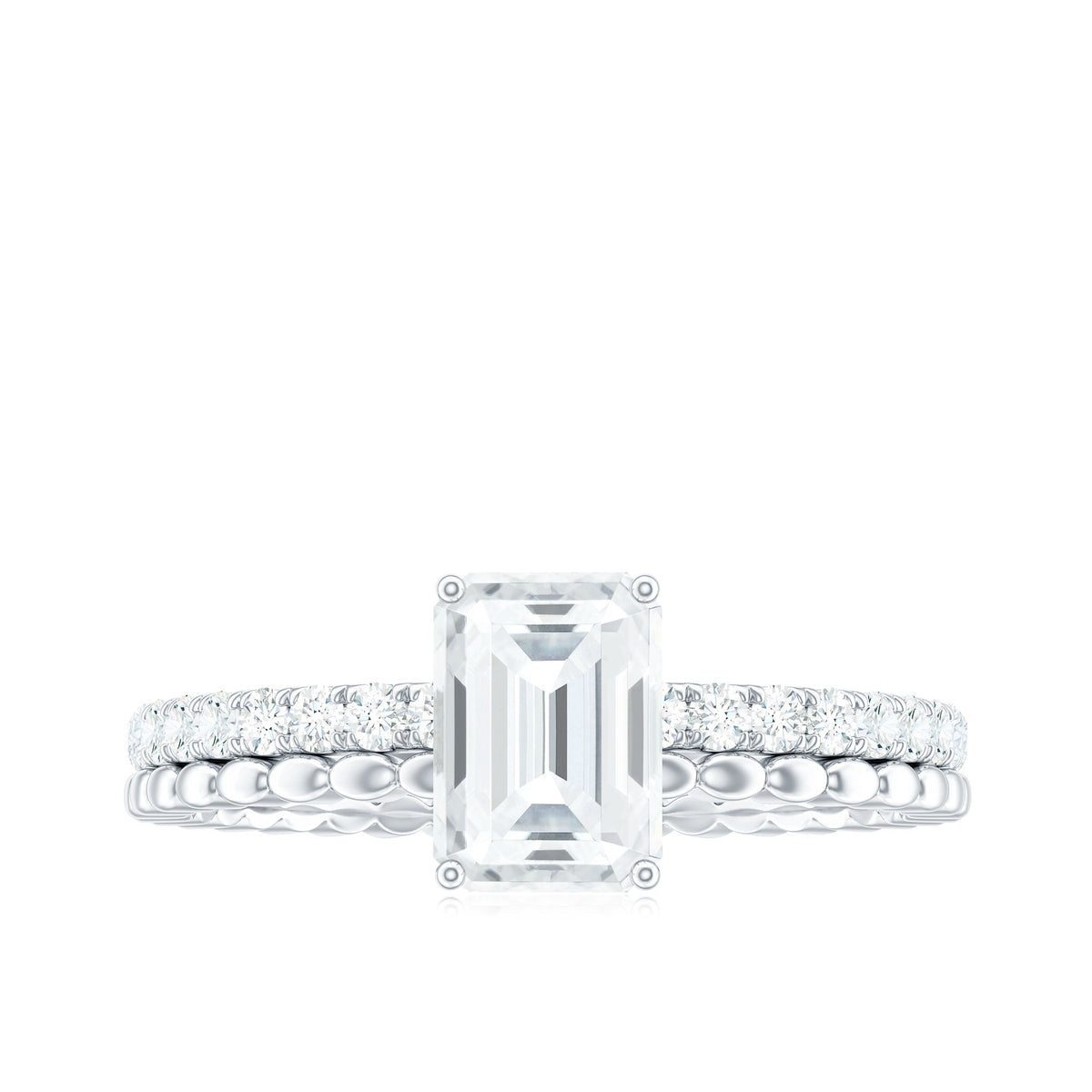 Certified 1.8 Carat Emerald Cut Moissanite Solitaire Engagement Ring