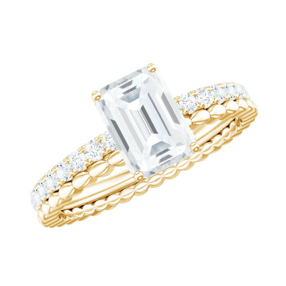 Certified 1.8 Carat Emerald Cut Moissanite Solitaire Engagement Ring