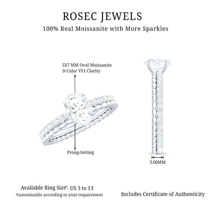 0.9 Carat Solitaire Moissanite Oblong Engagement Ring