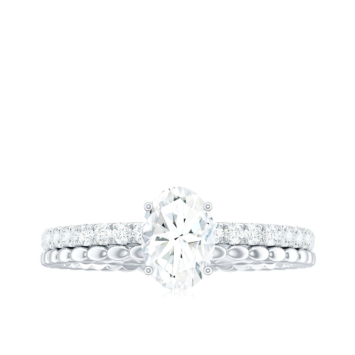 0.9 Carat Solitaire Moissanite Oblong Engagement Ring