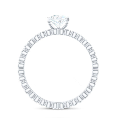 0.7 Carat Pear Cut Moissanite Solitaire Engagement Ring