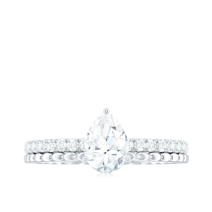 0.7 Carat Pear Cut Moissanite Solitaire Engagement Ring