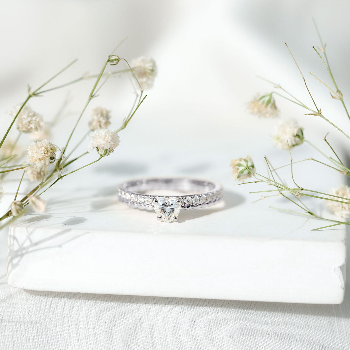 Heart Shape Moissanite Designer Engagement Ring for Women