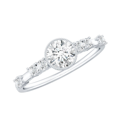 0.5 Carat Round Certified Moissanite Solitaire Engagement Ring in Bezel Setting
