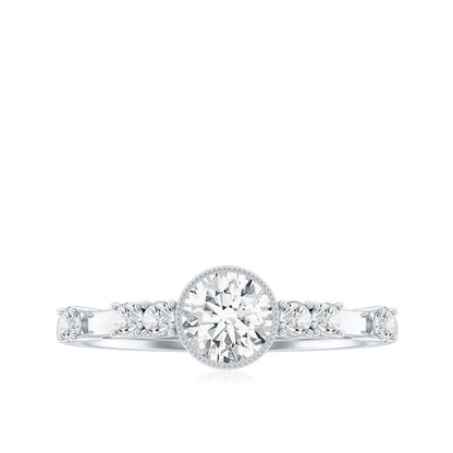 0.5 Carat Round Certified Moissanite Solitaire Engagement Ring in Bezel Setting